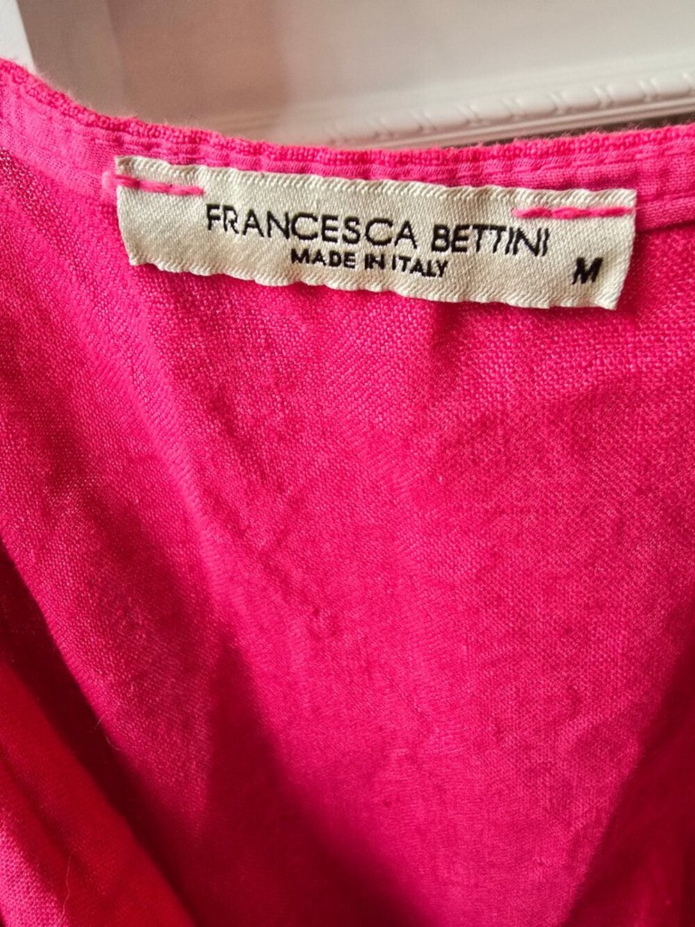 Francesca Bettini Made in Italy Hot Pink Linen Wide Leg Jumpsuit Medium - Picture 3 of 7